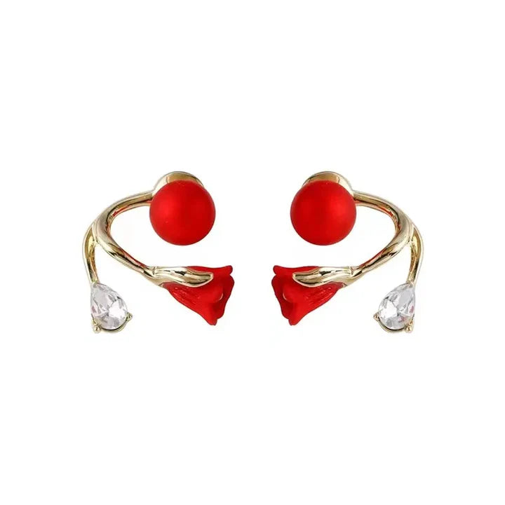 Two in One Flower Earrings Jewelry Gift For Girl