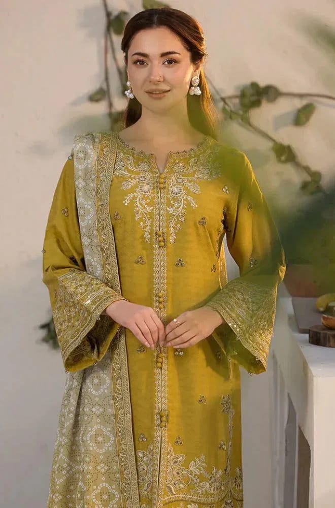 3 Pcs Women Unstitched Embroidered Suit